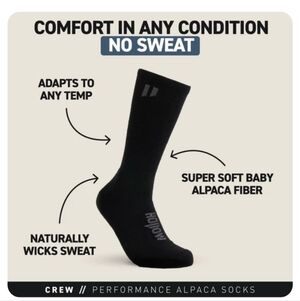 HOLLOW PERFORMANCE ALPACA SOCKS- CREW- BLACK -M